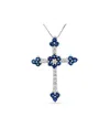 Diana M. Fine Jewelry 14k 1.10 Ct. Tw. Diamond & Sapphire Cross Pendant Necklace
