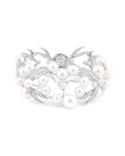 DIANA M. DIANA M. FINE JEWELRY 14K 11.00 CT. TW. DIAMOND & 6-11MM PEARL BRACELET