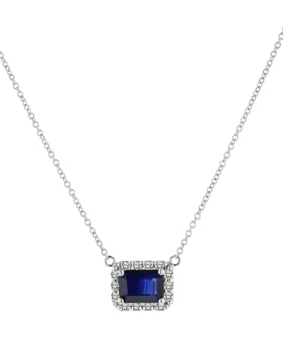 Diana M. Fine Jewelry 14k 1.20 Ct. Tw. Diamond & Sapphire Pendant Necklace In Blue