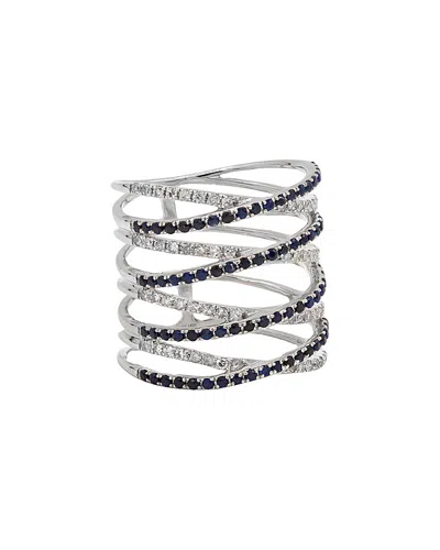 Diana M. Sapphire And Diamond Criss-cross Ring In White