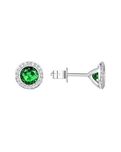 Diana M. Fine Jewelry 14k 1.27 Ct. Tw. Diamond & Green Corundum Studs In Metallic