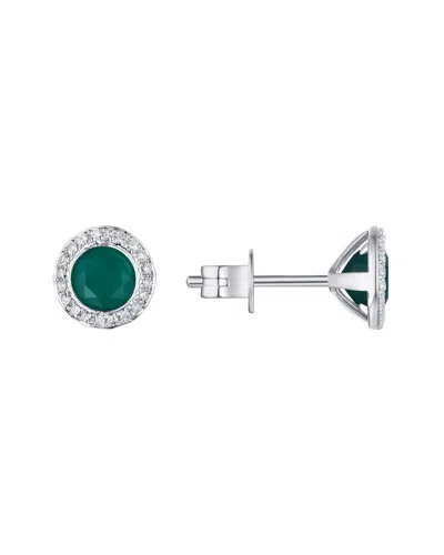 Diana M. Fine Jewelry 14k 1.29 Ct. Tw. Diamond & Agate Circular Studs In Silver
