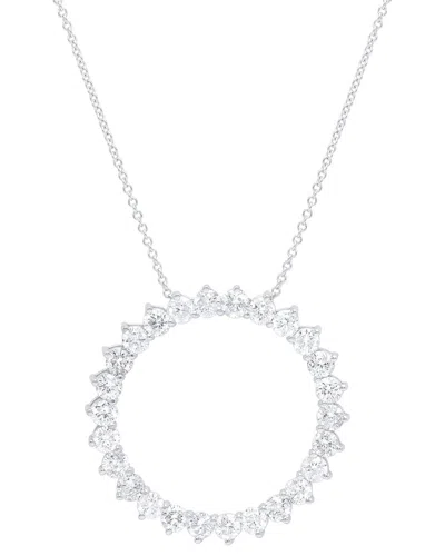 Diana M. 14 Kt White Gold Diamond Pendant With Ring-shaped Design Adorned With 1.30 Cts Tw Round Diamonds In Silver