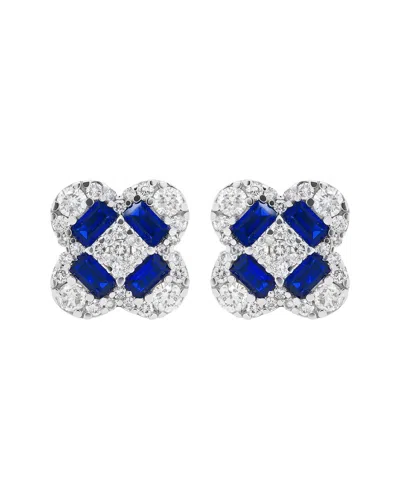 Diana M. Fine Jewelry 14k 1.53 Ct. Tw. Diamond & Sapphire Earrings In Blue