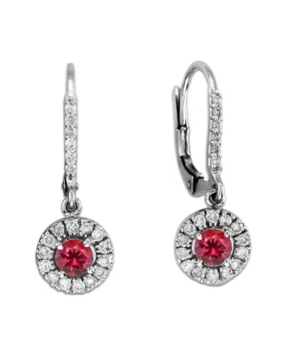 Diana M. Fine Jewelry 14k 1.55 Ct. Tw. Diamond & Ruby Drop Earrings In Metallic