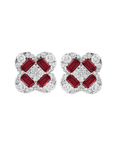 Diana M. Fine Jewelry 14k 1.59 Ct. Tw. Diamond & Rubies Earrings