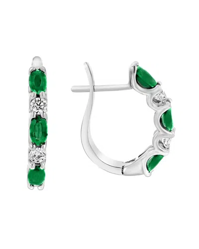 Diana M. Fine Jewelry 14k 2.00 Ct. Tw. Diamond & Emerald Hoops In Metallic