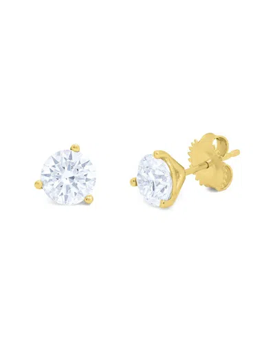 Diana M. 14kt Yellow Gold Solitaire Diamond Stud Earrings Containing 2.00 Cts Tw Of Round Diamonds Set In A M