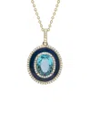 Diana M. Fine Jewelry 14k 2.84 Ct. Tw. Diamond & Blue Topaz Enamel Necklace