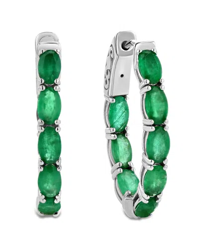 Diana M. Fine Jewelry 14k 3.40 Ct. Tw. Emerald Hoops In Green