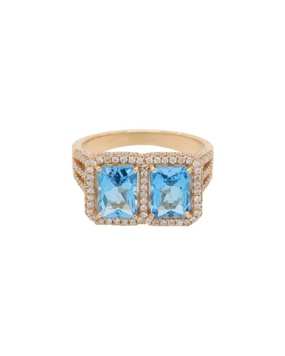 Diana M. Fine Jewelry 14k 3.42 Ct. Tw. Diamond & Blue Topaz Half-eternity Ring