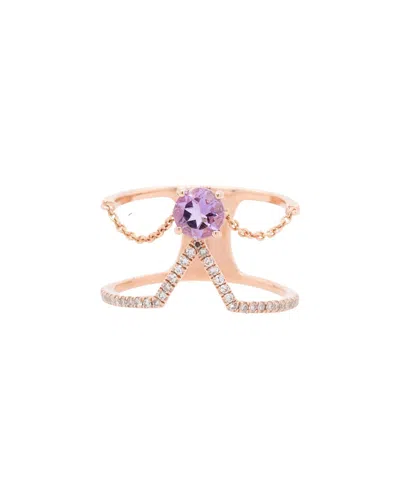 Diana M. Fine Jewelry 14k Rose Gold 0.58 Ct. Tw. Diamond & Amethyst Half-eternity Ring