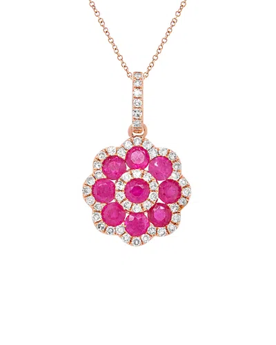 Diana M. Fine Jewelry 14k Rose Gold 1.01 Ct. Tw. Diamond & Ruby Necklace