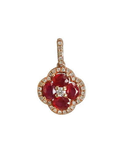 Diana M. Fine Jewelry 14k Rose Gold 1.12 Ct. Tw. Diamond & Ruby Necklace