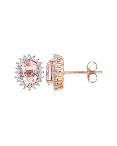 Diana M. Fine Jewelry 14k Rose Gold 1.61 Ct. Tw. Diamond & Morganite Studs