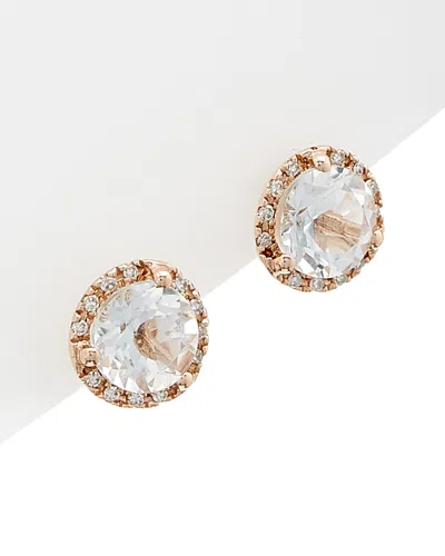 Diana M. Fine Jewelry 14k Rose Gold 3.10 Ct. Tw. Diamond & White Topaz Studs
