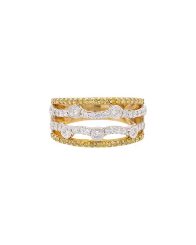 Diana M. Fine Jewelry 14k Two-tone 0.95 Ct. Tw. Diamond Half-eternity Ring In Gold