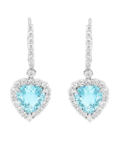 Diana M. Fine Jewelry 18k 10.30 Ct. Tw. Diamond & Aquamarine Earrings