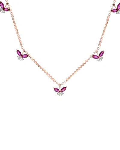Diana M. Fine Jewelry 18k 1.11 Ct. Tw. Diamond & Ruby Necklace