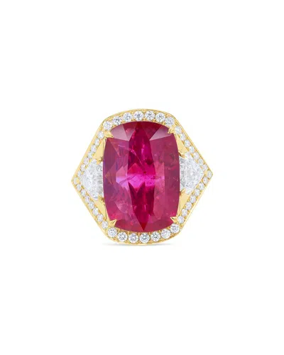 DIANA M. DIANA M. FINE JEWELRY 18K 12.01 CT. TW. DIAMOND & MOZAMIQUE RUBY THREE-STONE RING