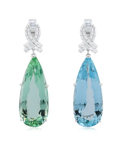 Diana M. Fine Jewelry 18k 123.22 Ct. Tw. Diamond & Aquamarine Drop Earrings In Multi