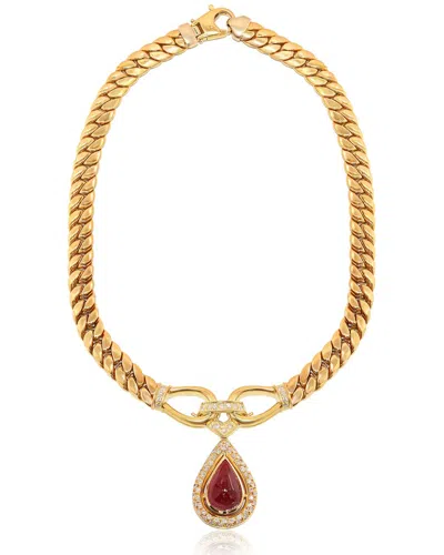 Diana M. Fine Jewelry 18k 12.5 Ct. Tw. Diamond & Cabochon Ruby Necklace