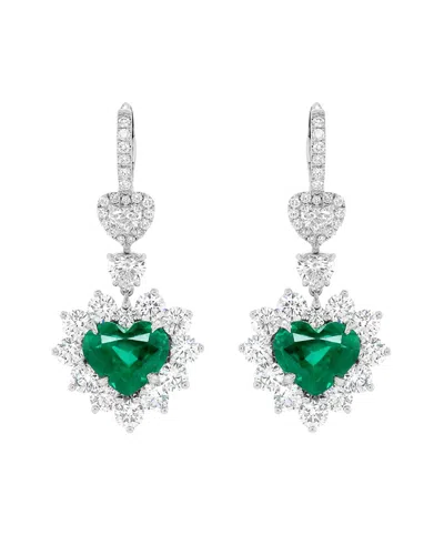 Diana M. Fine Jewelry 18k 16.16 Ct. Tw. Diamond & Emerald Earrings