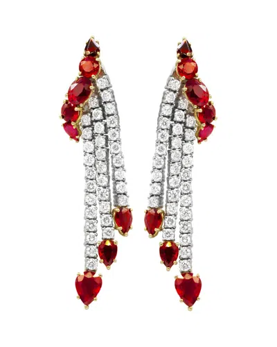 Diana M. Fine Jewelry 18k 22.40 Ct. Tw. Diamond & Ruby Earrings