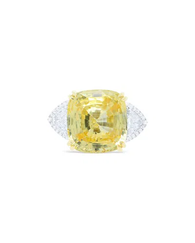 Diana M. Fine Jewelry 18k 25.93 Ct. Tw. Diamond & Yellow Sapphire Three-stone Ring In White