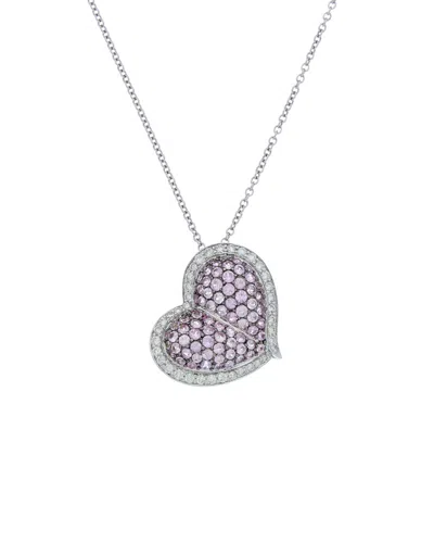 Diana M. Fine Jewelry 18k 3.00 Ct. Tw. Diamond & Sapphire Heart Necklace
