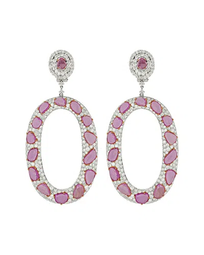 Diana M. Fine Jewelry 18k 30.19 Ct. Tw. Diamond & Sapphire Earrings In Multi