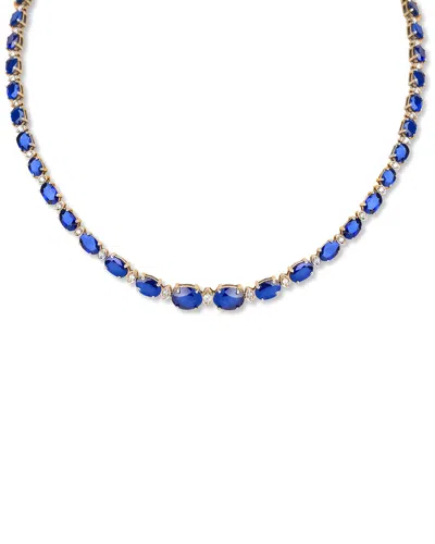 Diana M. Fine Jewelry 18k 31.00 Ct. Tw. Diamond & Sapphire Graduated Necklace In Blue