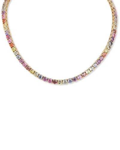 Diana M. Fine Jewelry 18k 34.00 Ct. Tw. Sapphire Tennis Necklace In Multi