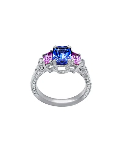 Diana M. Fine Jewelry 18k 3.56 Ct. Tw. Diamond & Sapphire Ring In White