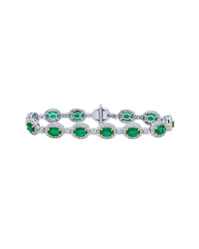 Diana M. Fine Jewelry 18k 4.12 Ct. Tw. Diamond & Emerald Bracelet