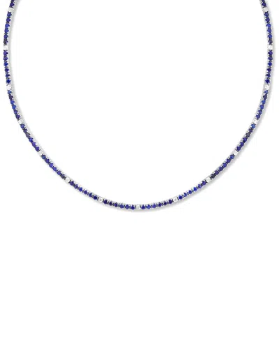 Diana M. Fine Jewelry 18k 8.00 Ct. Tw. Diamond & Sapphire Tennis Necklace In Blue