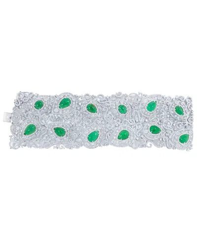 Diana M. Fine Jewelry 18k 85.23 Ct. Tw. Lab-grown Diamond & Emeralds Bracelet In Gray