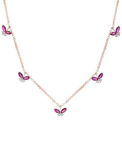 DIANA M. DIANA M. FINE JEWELRY 18K ROSE GOLD 0.83 CT. TW. DIAMOND & RUBY NECKLACE