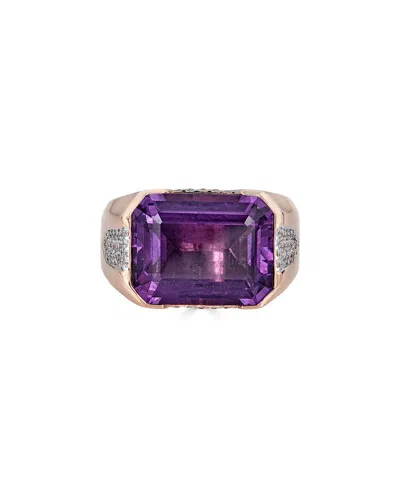 Diana M. Fine Jewelry 18k Rose Gold 10.54 Ct. Tw. Diamond & Amethyst Ring In Purple