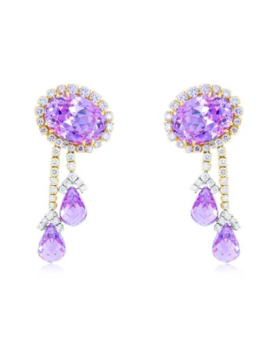 Diana M. Fine Jewelry 18k Rose Gold 47.00 Ct. Tw. Diamond & Quartz Drop Earrings In Purple
