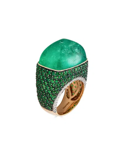 Diana M. Fine Jewelry 18k Two-tone 34.36 Ct. Tw. Diamond & Gemstone Ring In Green