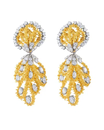 Diana M. Fine Jewelry 18k Two-tone 6.50 Ct. Tw. Diamond Drop Earrings In Gold