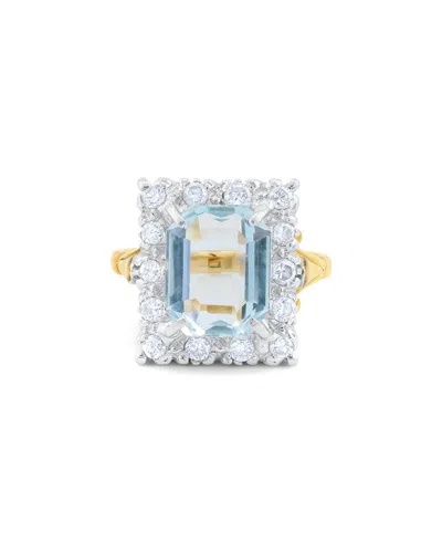 Diana M. Fine Jewelry 18k Two-tone 7.05 Ct. Tw. Diamond & Aquamarine Ring In Gray
