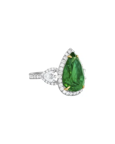Diana M. Fine Jewelry Gold 10.78 Ct. Tw. Diamond & Emerald Half-set Ring
