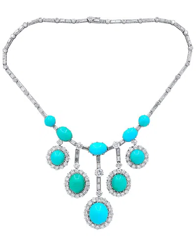 Diana M. Fine Jewelry White Gold 193.18 Ct. Tw. Diamond & Turquoise Necklace