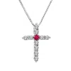 Diana M Jewels 0.18ctw Diamond And Ruby Cross In 14k Gold In White