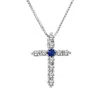 Diana M Jewels 0.18ctw Sapphire And Diamond Cross Pendant In 14k White Gold In White