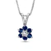Diana M Jewels 0.24ct Tw Flower Cluster Diamond And Sapphireh Pendant 14k Gold