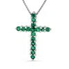 Diana M Jewels 0.32ctw Emerald Cross Pendant In 14k White Gold In White