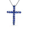 Diana M Jewels 0.32ctw Sapphire Cross Pendant In 14k White Gold In White